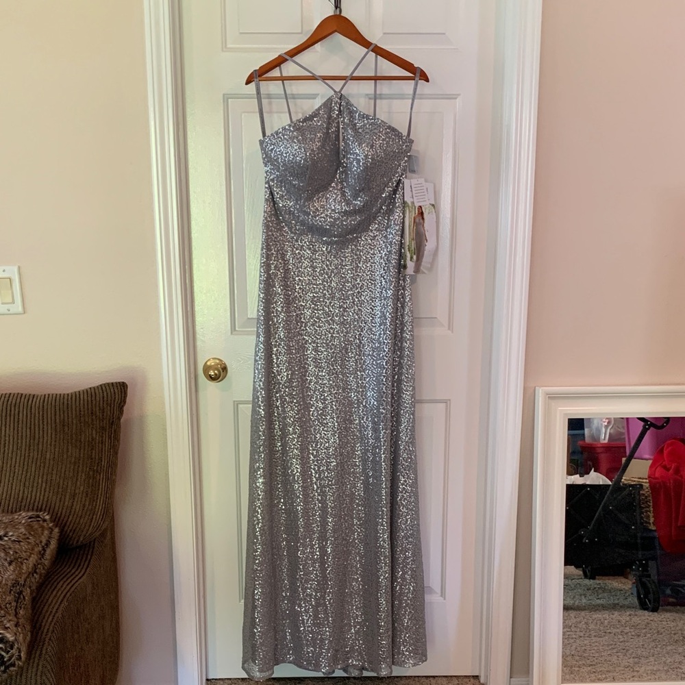 Mori Lee by Madeline Gardner Silver Formal Gown for Pageants Prom Galas New!